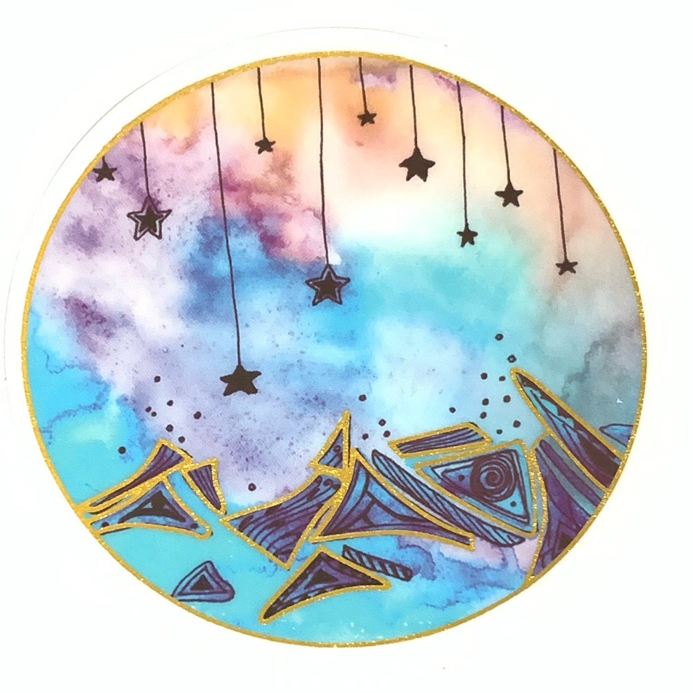 Watercolor Space Gold Foil Sticker